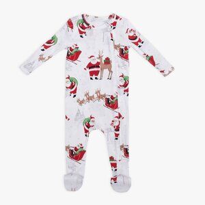 Pottery Barn Organic Heritage Santa Nursery Pajama White/black 6-9 Months
